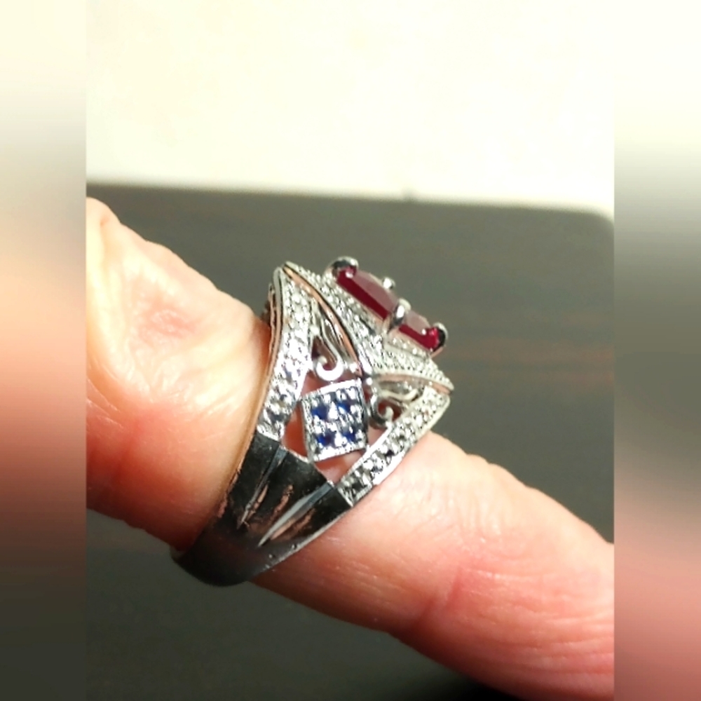 Ross Simon Vintage 925 Silver & Gemstone Ring - Picture 4 of 5